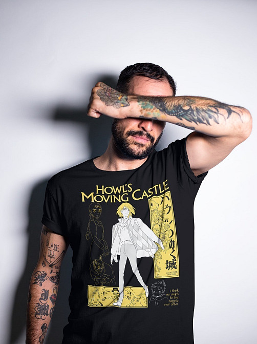 Футболка для хлопчика з аніме принтом Ховл Сопхіе Ховл С оверсайз (зріст від 165 до 180) Чорний AnimeJ0301m Дніпро - фото 1