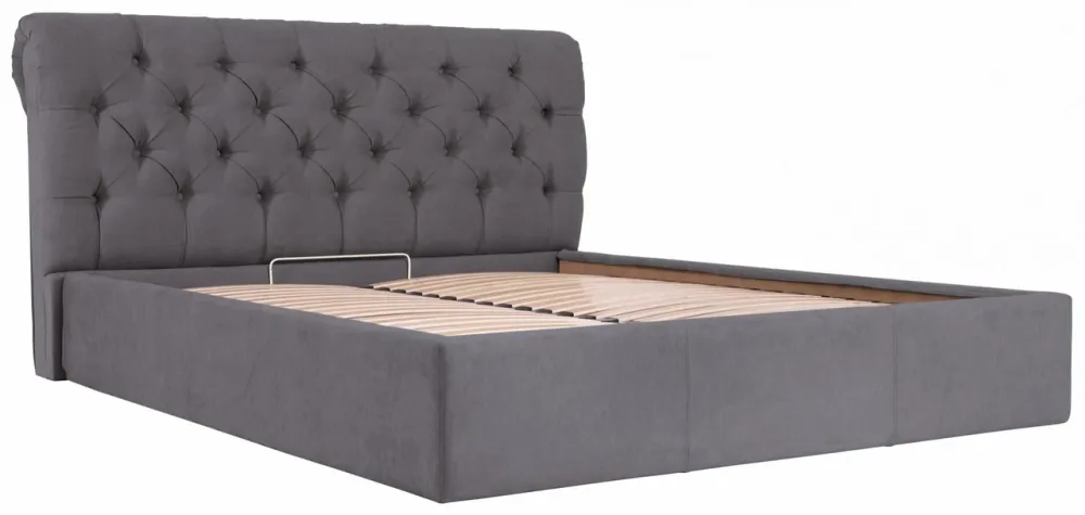 Ліжко London Comfort 140 х 190 см Місті Dark Grey З підйомним механізмом та нішою для білизни Темно-сірий Київ - фото 3