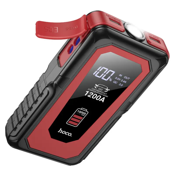 Пускозарядное устройство Hoco QS3 10000mAh (повербанк и фонарик) Черный Винница