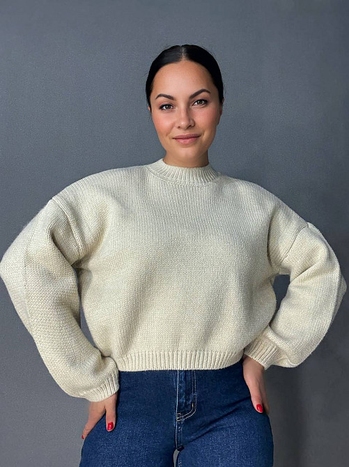 Светр жіночий Fancy Matinee 539 оверсайз однотонний, бежевий, one size Київ - фото 13