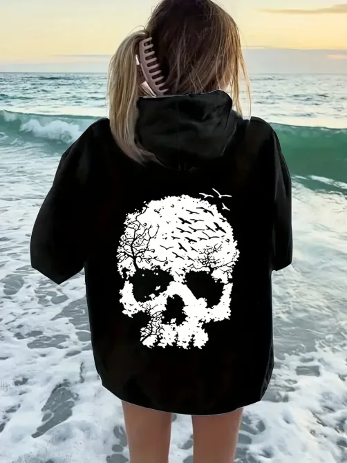 Худі жіноче, світшот чорний, модна толстовка 2700322398 розмір 48 Дніпро - фото 1