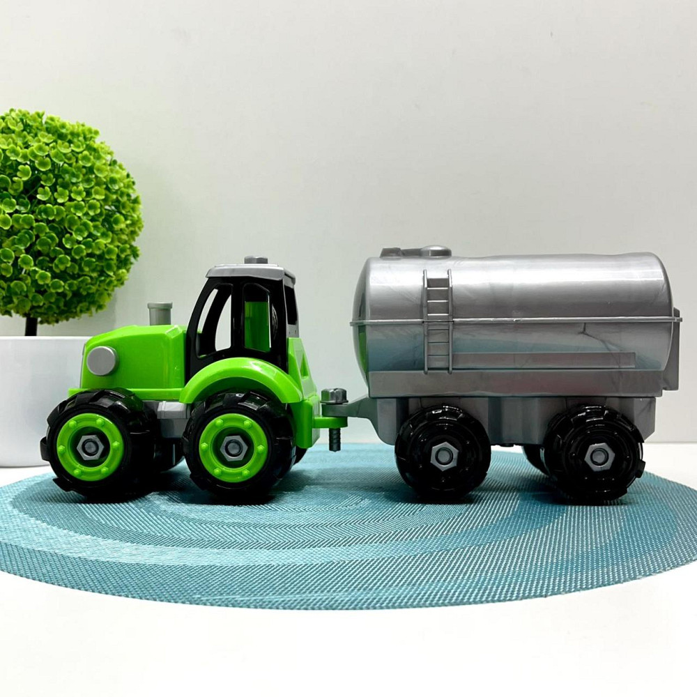 Трактор конструктор на шурупах із причепом 32 см Зелено-сірий (0488-801-2-3) Чернигов - изображение 2