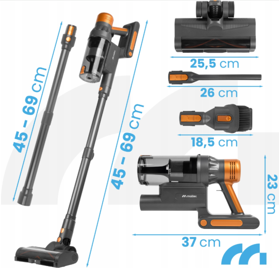 Вертикальный беспроводной пылесос без мешка с электрощеткой и светодиодной подсветкой 3в1, 500 ВТ (Польша) Киев