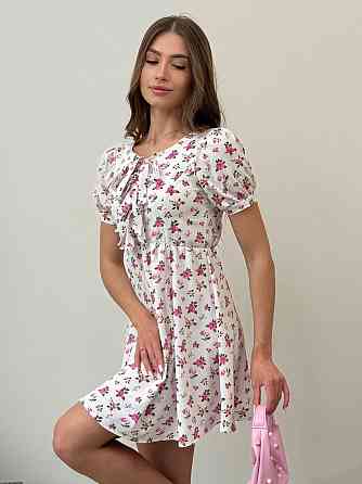 Жіноче легке романтичне мініплаття у квітковий принт турецький софт Білий 3, 46/48 Одеса