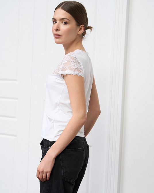 Футболка Ozkan з прозорим верхом, біл, чорн — Viscose M Київ - фото 8