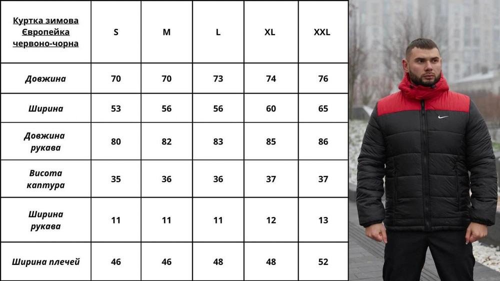 Зимова куртка чоловіча пух з підкладом на флісі коротка Frost чорно-червона Одеса - фото 4