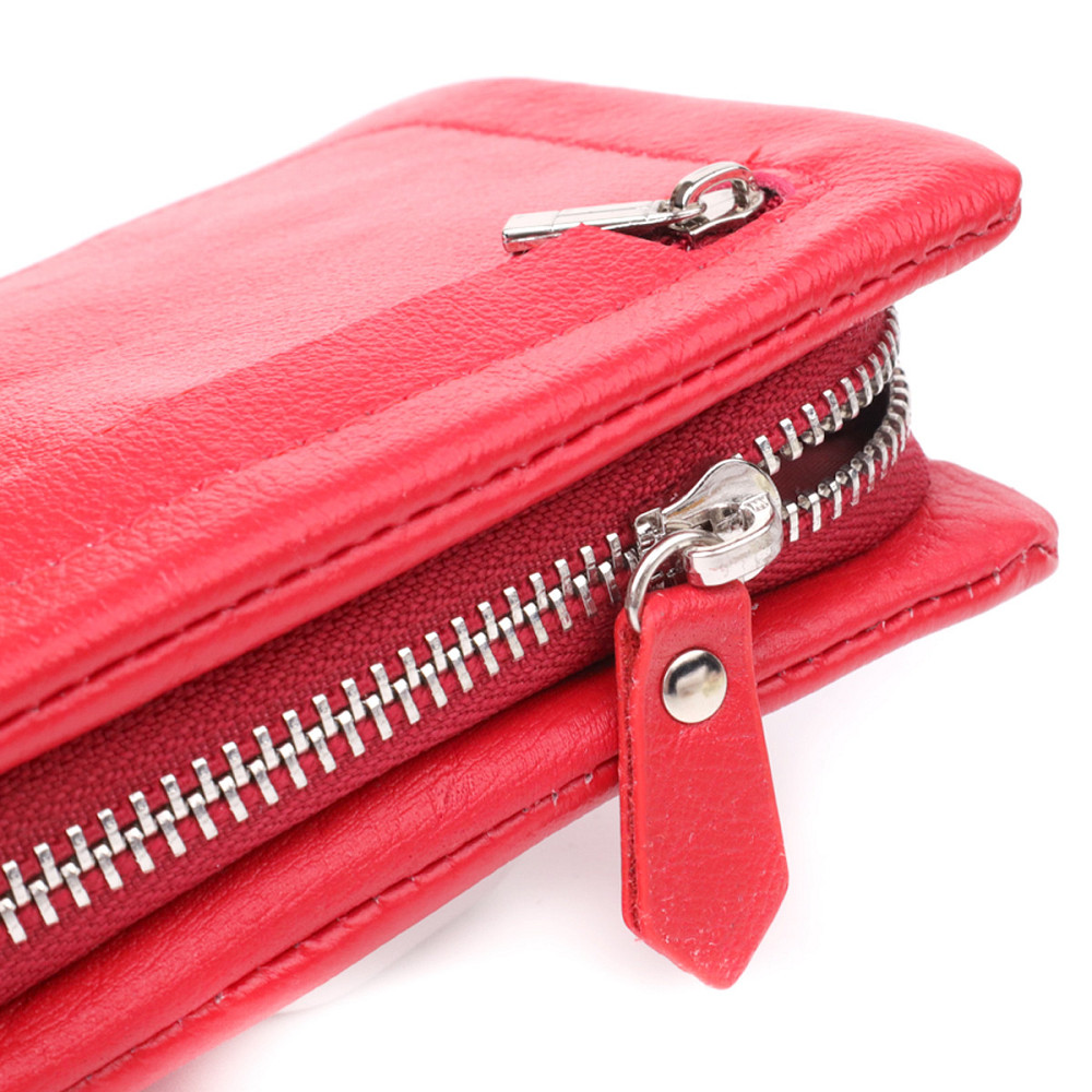 Практичний жіночий гаманець-клатч із відділенням під телефон із натуральної шкіри ST Leather 23100 Червоний Київ - фото 8
