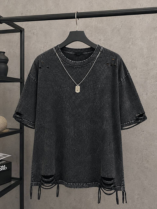 Футболка жіноча YUJIE YISHANG 8612 варена оверсайз з кулоном one size чорна, чорний, one size Київ - фото 18