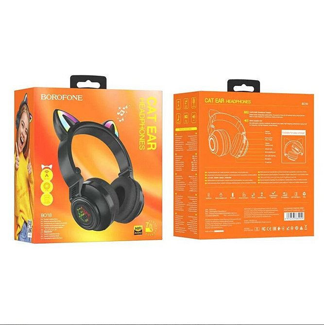 Навушники BOROFONE BO18 Cat ear BT headphones Black (6974443384949) Київ - фото 4