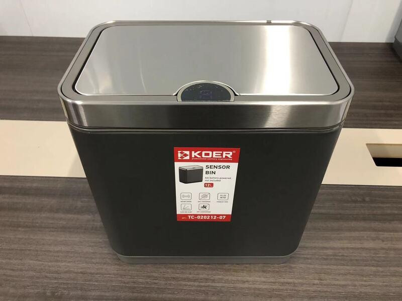 Відро для сміття сенсорне прямокутне Koer TC-020212-07 12 л колір графіт нерж. сталь антипалец (KR5585) Чернівці - фото 3
