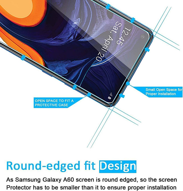 Защитное стекло NEW'C Pack of 3 для Samsung Galaxy A60/M40 прозрачное 9H 0.33 мм HD олеофобное устойчивое к Киев - изображение 2