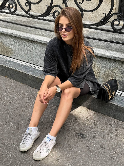 Велосипедки та футболка варенка тай дай оверсайз Чорний M-L Харків - фото 2