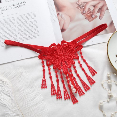 Эротические трусы с жемчугом красные - размер универсальный (на резинке), 15% нейлон, 85% полиэстер Киев - изображение 2