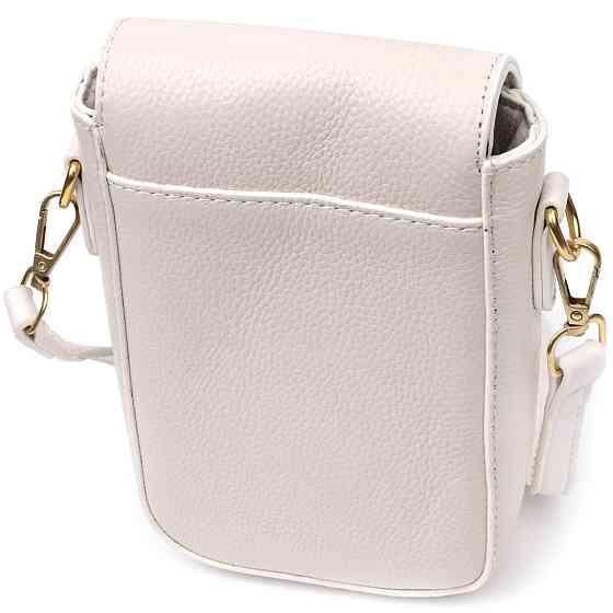 Кожаная женская сумка вертикального формата с клапаном Vintage 22309 Белая Киев