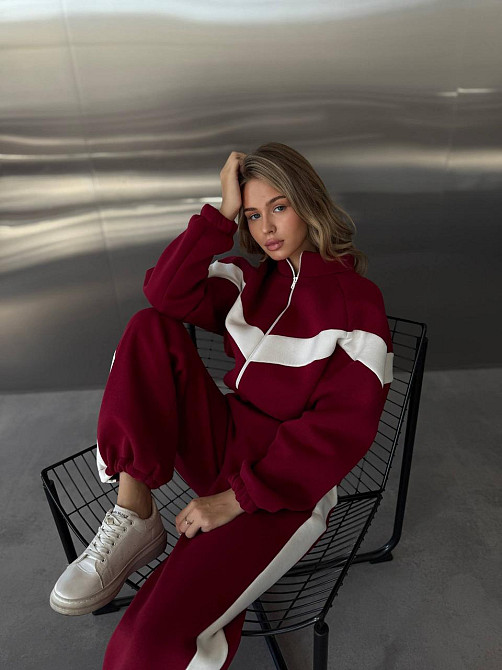 Жіночий стильний повсякденний костюм з акцентними вставками трьохнитка п'єньє Одеса - фото 8