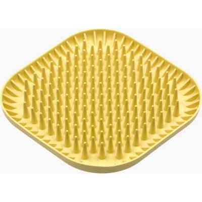 Универсальная посуда для животных Fiboo Fiboowl Spiky коврик для слизывания лакомства и еды, 19х19 см желтый (FIB0234) Винница