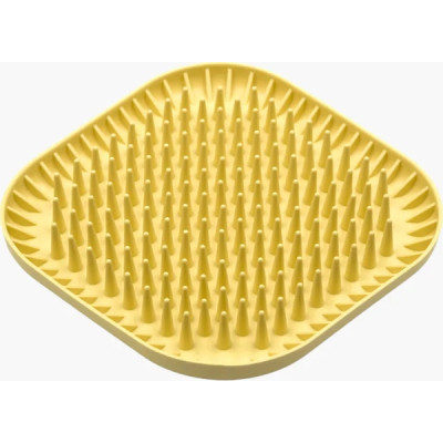 Универсальная посуда для животных Fiboo Fiboowl Spiky коврик для слизывания лакомства и еды, 19х19 см желтый (FIB0234) Винница - изображение 1