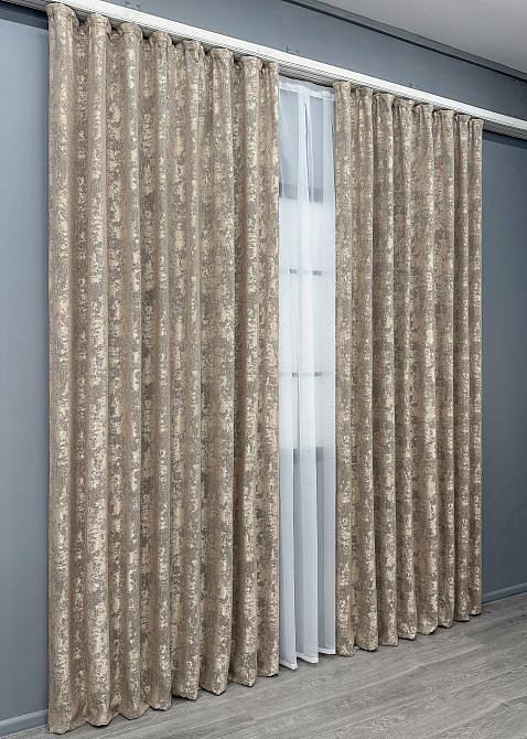 Комплект готовых штор VR-Textil Жаккард Sultan XO № 1143ш Капучино 100х270 см 2 шт (31-604) Киев - изображение 12