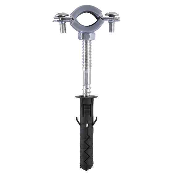 Хомут в зборi CR     3/8″ (16-19мм) з гвинтом-шурупом 8*80 та дюбелем в уп., сірий Тернопіль