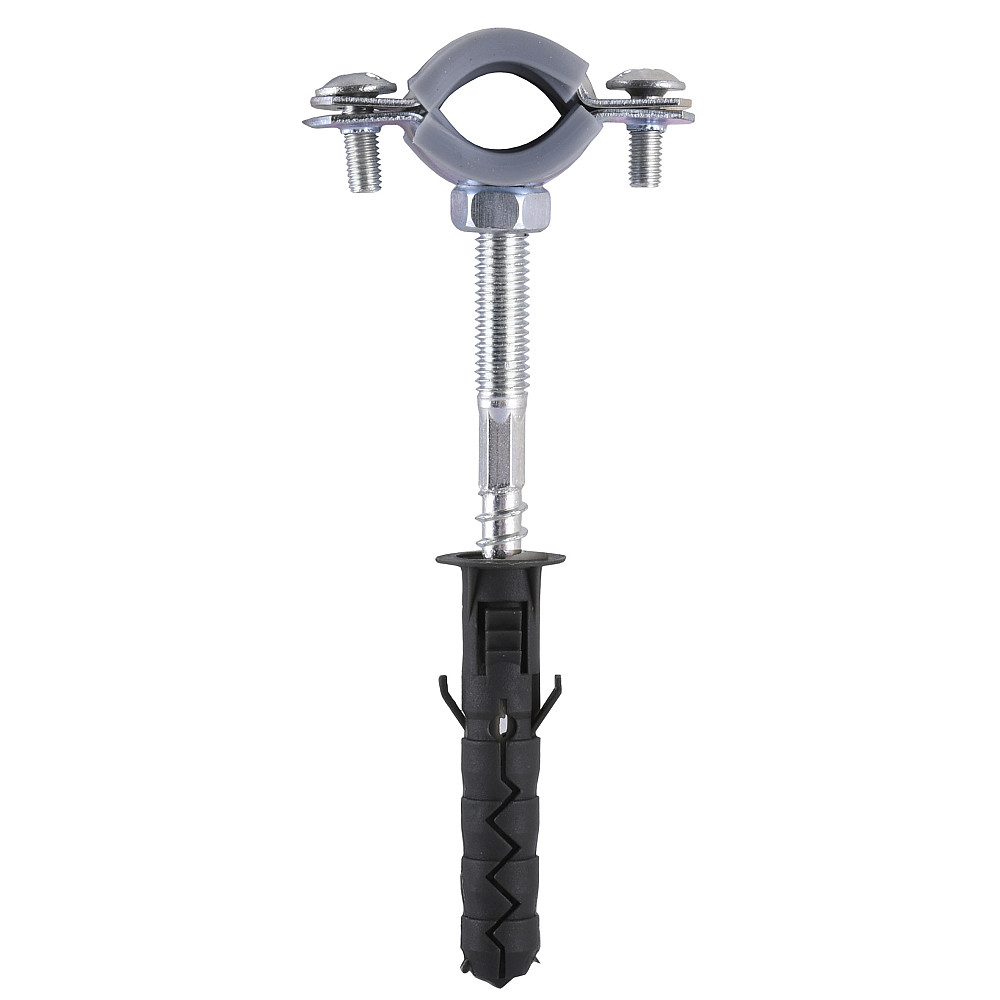 Хомут в зборi CR     3/8″ (16-19мм) з гвинтом-шурупом 8*80 та дюбелем в уп., сірий Тернополь - изображение 1