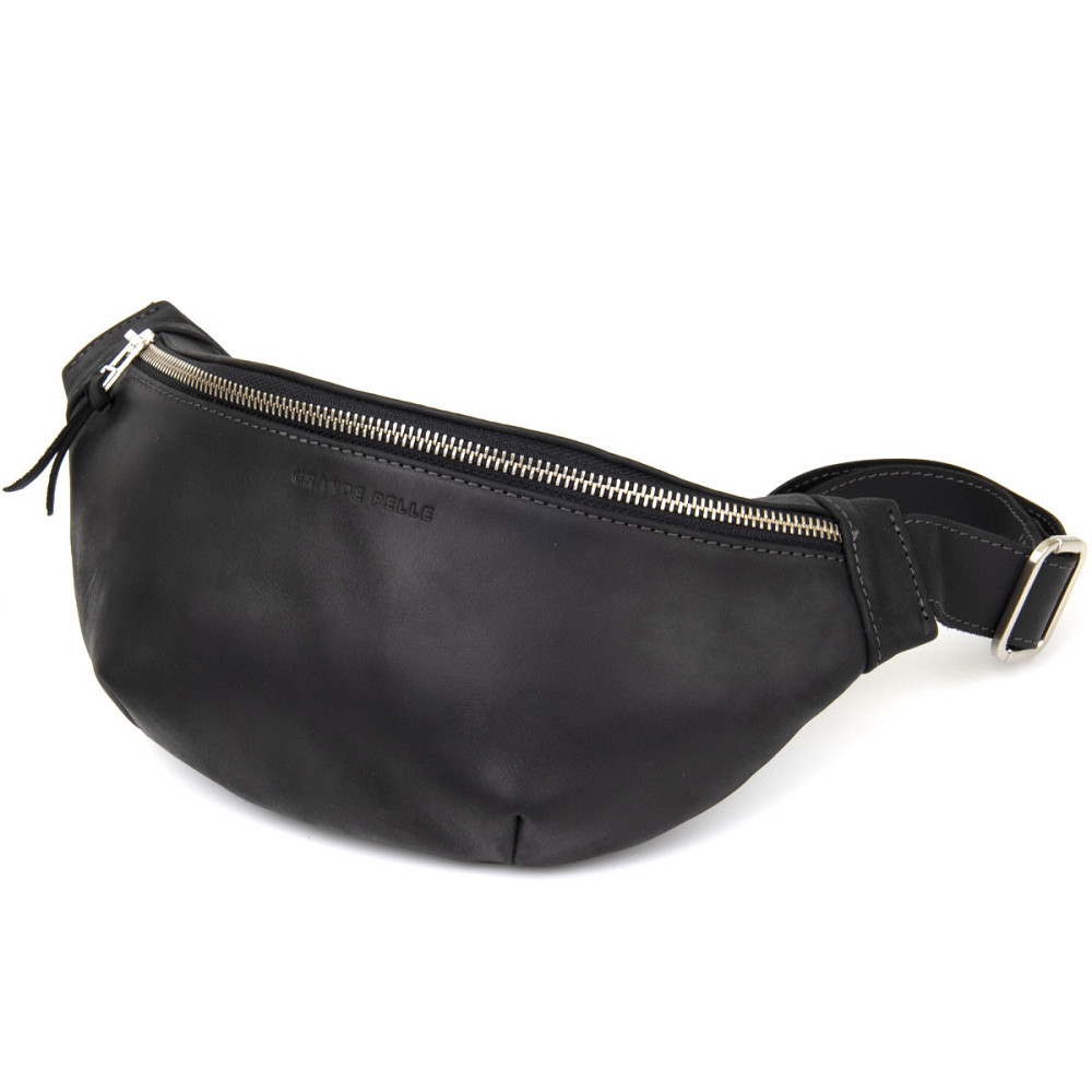 Бананка поясна унісекс вінтажна Grande Pelle 11144 Чорна Київ - фото 10