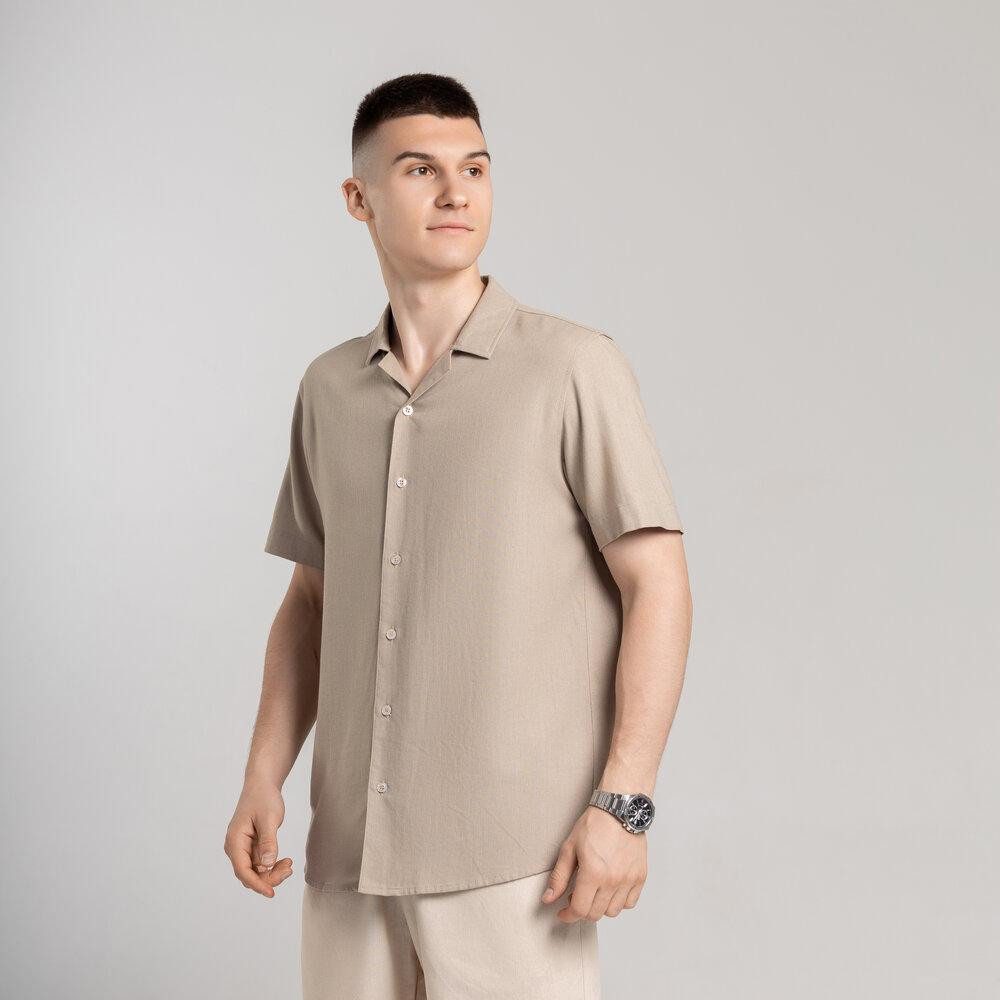 Чоловіча сорочка з коротким рукавом бежева Pobedov Marsel Київ - фото 4