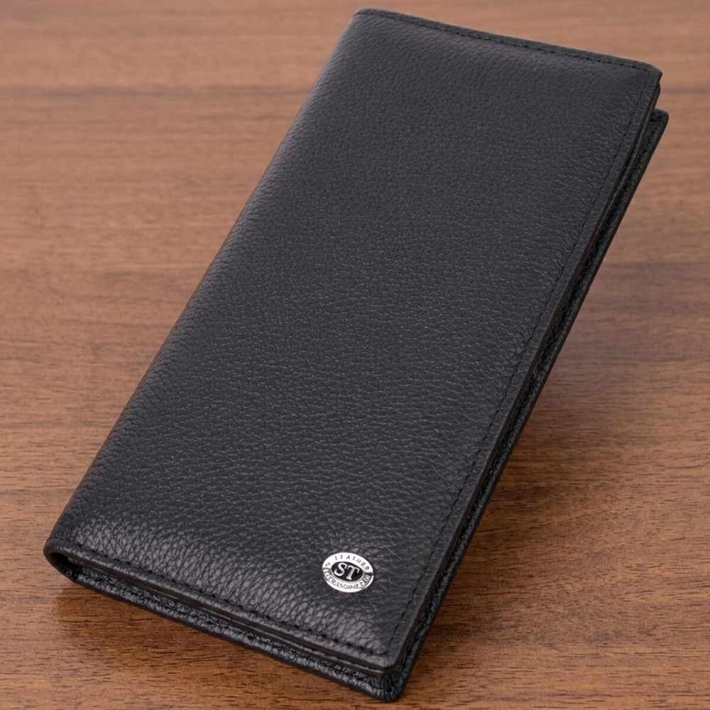 Женский вертикальный кошелек на магнитах из натуральной кожи ST Leather 22538 Черный Киев - изображение 11