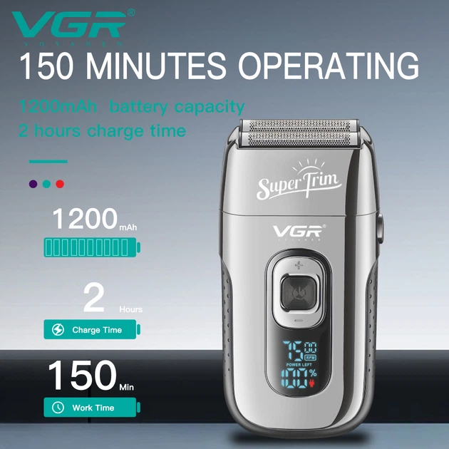 Електробритва шейвер VGR V-332 USB 5 Вт Сріблястий Київ - фото 4