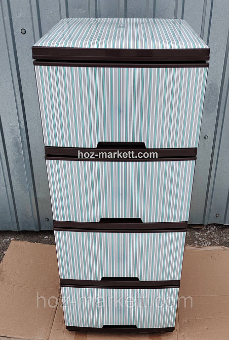 Комод пластиковий коричневий із бірюзовими смужками Харків - фото 5