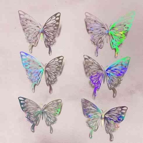 Декор метелики сріблясті перламутрові - 6шт. в наборі, фольга Київ