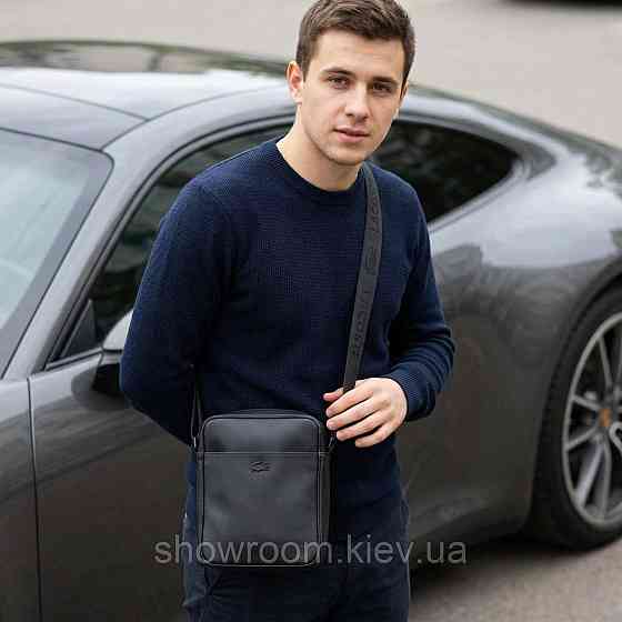 Чоловіча брендова барсетка, сумка Lacoste (2216-2) чорна Київ