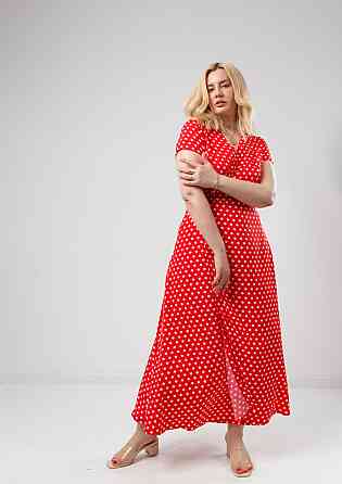 Літнє плаття в підлогу "Кайлі" оптом | Батал Червоний, 52 Київ