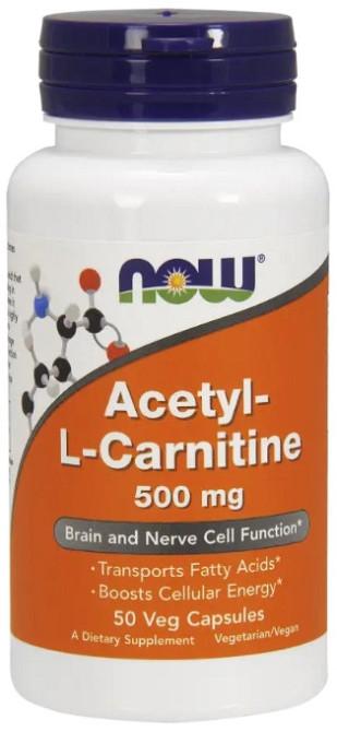 Ацетил Л карнітин Now Foods Acetyl-L-Carnitine 500 мг 50 капс Київ - фото 1