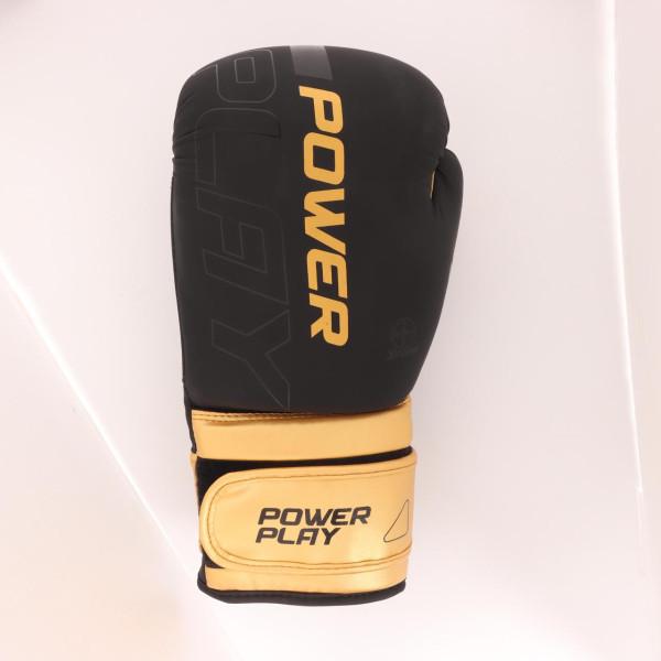 Боксерські рукавиці PowerPlay 3024 Ultra Mat Чорно-Золоті 14 унцій Луцьк - фото 1