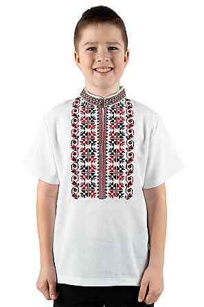 Вишиванка лляна, чоловіча, біла, короткий рукав, льон, топ Київ