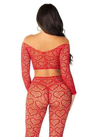 Комплект Leg Avenue Off The Shoulder Top and Footless Tights One Size, Red Sex Aura Киев