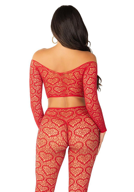 Комплект Leg Avenue Off The Shoulder Top and Footless Tights One Size, Red Sex Aura Киев - изображение 3