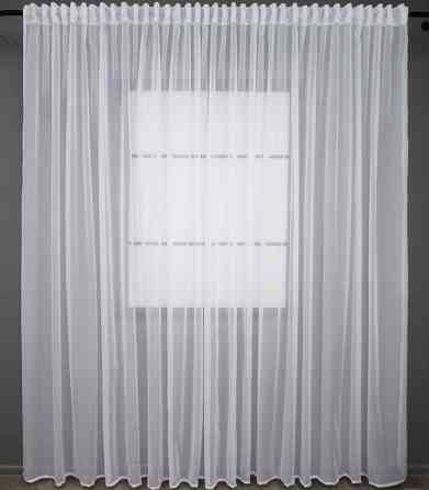 Тюль с тесьмой на трубу VR-Textil н101 Шифон однотонный Белый 300х270 см (44-002) Киев