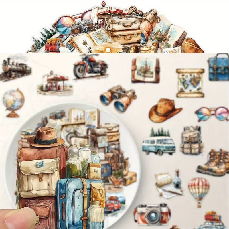 Набор прозрачных стикеров 50 шт. в ретро-стиле с путешествиями – винтажные наклейки для декора Киев - изображение 3