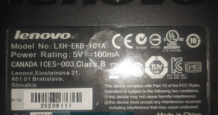 Клавіатура Lenovo LXH-EKB- 10YA Black wired Київ - фото 1
