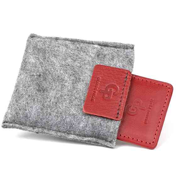 Винтажный кожаный картхолдер Красный (GRANDE PELLE) Киев