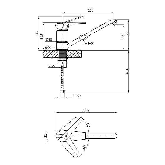 Змішувач для кухні Kroner KRM Odra - C030 хром Київ
