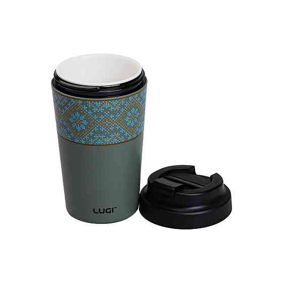 Lugi Термочашка Вишиванка з порцелянаовою колбою 380 мл сіро-зелена HP-14-50GR Коломия