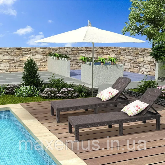 Садовый шезлонг лежак B24067 складной лежак для отдыха и террасы коричневый Мостиська - фото 7