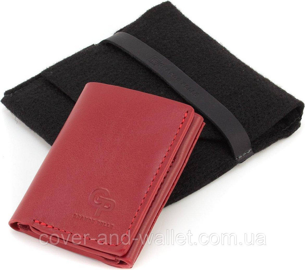 Мініатюрний жіночий гаманець із натуральної гладкої шкіри червоного кольору Grande Pelle Київ - фото 8