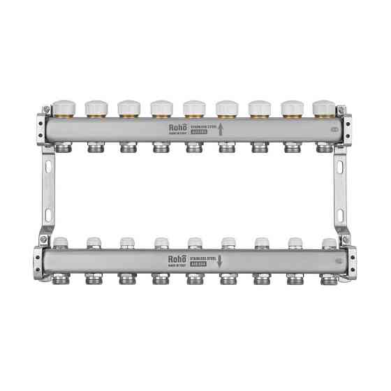 Колектор з термостатичними та запірними клапанами Roho R805-09M - 1"х 9 вих. (RO1040) Київ