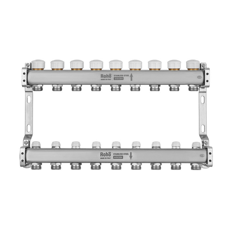 Колектор з термостатичними та запірними клапанами Roho R805-09M - 1"х 9 вих. (RO1040) Київ - фото 2