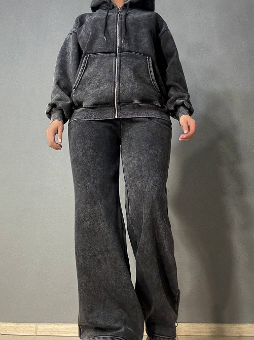 Костюм жіночий Joy One 2166-11 утеплений варений худі зі штанами палаццо чорний, чорний, L Київ - фото 17