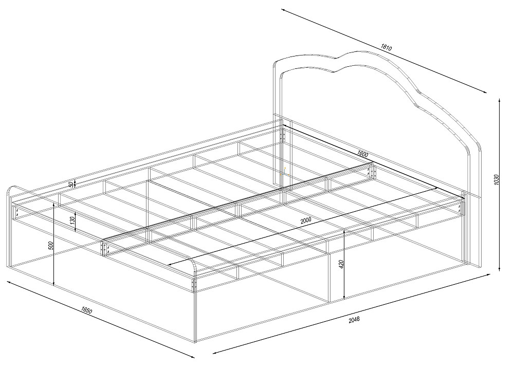 Ліжко Діана двоспальне, Дуб Сонома Трюфель, 2048х1810х1030 Львів - фото 2