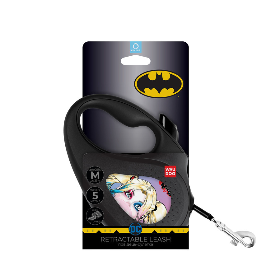 Повідець-рулетка для собак WAUDOG R-leash, малюнок "Харлі Квінн", M, до 25 кг, 5 м, світловідбивна стрічка Вінниця - фото 2